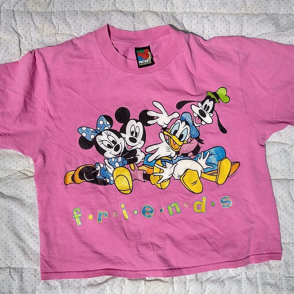 pink vintage Disney ring neck tee
